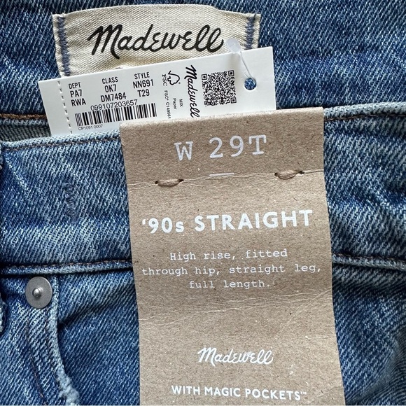 Madewell Jeans The Tall '90s Straight in Rondell Wash: Crease Edition 29T NWT - Picture 8 of 12
